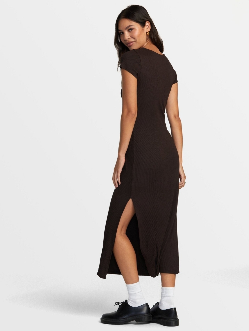 RVCA Smitten II Midi Dress | Chocolate Torte Size Medium - Picture 2 of 16